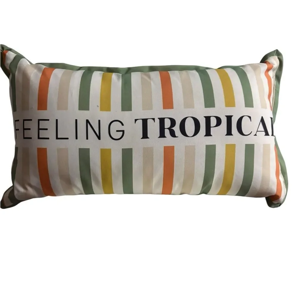 Vibrant Striped Pillow‎ with Tropical Theme